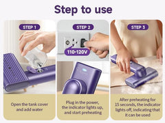 Travel Portable Steamer for clothes - Handheld Steamer for Fabric Clothing Wrinkles, 15s Fast Heat-up Rotary Garment Steamer, 1200W Light Mini Steam Iron for Home, Office and Travel (Purple)