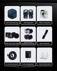 Music Boxing Machine M4, Smart Music Punching Machine with Custom Running Lights, Stereo Sound and APP Control, Wall Mount Boxing Machine for Adults - Home Office Gym Workout Equipment Black