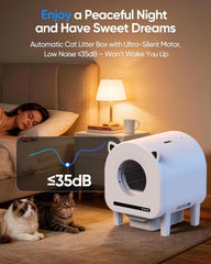 Automatic Litter Box, 68L Self-Cleaning Cat Litter Box Large Capacity for Multiple Cats, App Control, Dual Safety Sensors, Anti-Pinch, Odor Control, Silent Mode, Washable Liner, Includes 2 Trash Bag