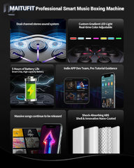 Music Boxing Machine M4, Smart Music Punching Machine with Custom Running Lights, Stereo Sound and APP Control, Wall Mount Boxing Machine for Adults - Home Office Gym Workout Equipment Black