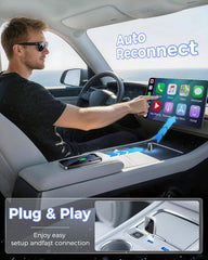 Wireless CarPlay Adapter 2025 Upgrade, Mini USB Design Converts Wired Car Play to Wireless, Plug and Play, Ultra-Low Latency Fast Stable Connection Compatible with iPhone 6+(Gold)