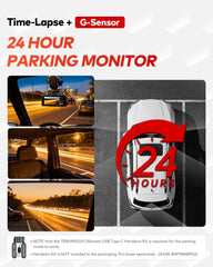 4K+4K+1080P 3 Channel Dash Cam Front and Rear with Cabin, Free 128GB Card Included, WiFi 6 5.8GHz - up to 20MB/s, IR Night Vision, Built-in GPS, G-Sensor, 24H Parking Mode, Support 512GB Max