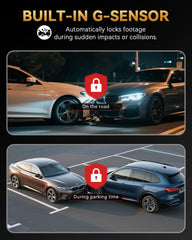 4K+4K Dash Cam Front and Rear, Free 128GB Card Included, 5.8GHz WiFi Dash Camera for Cars, Built-in GPS, G-Sensor, 170°Wide Angle, 3" IPS Screen, 24H Parking Mode, Support 512GB Max