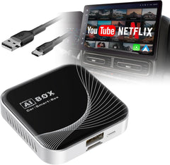 3-in-1 Wireless CarPlay Adapter & Android Auto Wireless Adapter, Plug & Play, Easy Setup, Supports Netflix, YouTube, TF Card, and More for Cars with OEM Wired CarPlay/Android Auto