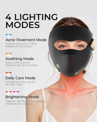 4D LED Face Mask Light Therapy, 4 Modes & 4000mAh Rechargeable Remote, Red Light Therapy for Face - 850nm Infrared & Red Light Mask, iQLED 5x Energy for Wrinkle & Acne Reduction, Timing Home & Travel