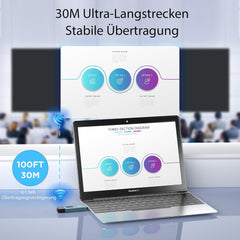 Wireless HDMI Transmitter and Receiver, 98 FT/30M Stabile Verbindung, 2,4G/5G tragbarer HDMI Wireless mit LED-Bildschirm, Plug & Play für Streaming Video Audio File von, Laptop, PC zu HDTV, Projektor.