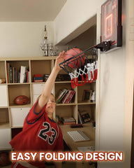 Indoor Basketball Hoop Pro for Kids, Over The Door Basketball Hoop with LED Light/Scoreboard/4 Balls- Upgraded Anti-Impact Backboard, Basketball Toys Gifts for 6 7 8 9 10 11 12 Year Old Boys
