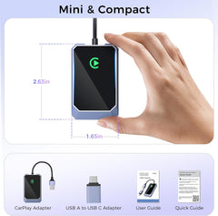 Wireless CarPlay Adapter, Convert Factory Wired to Wireless for iPhone, Plug & Play No Delay Mini, More Stable Supports Voice Assistant, Compatible with Cars with OEM Wired CarPlay & iOS 10+