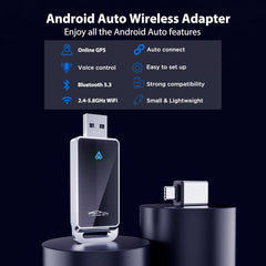 Android Auto Wireless Adapter, Convert Factory Wired to Wireless, Easy Plug and Play Setup, Zero Delay, Supports Voice Assistant, Compatible with Android 11+