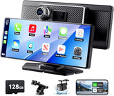 Carplay Screen for Car, 8.1" HD Portable Touch Screen Car Stereo with Android Auto, 4K Dash Cam, 1080P Backup Camera, GPS Navigation, Mirror Link, Bluetooth, AUX, FM Transmitter
