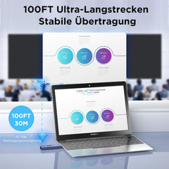 HDMI Wireless Transmitter and Receiver, 98 FT/30M Stabile Verbindung, 2,4G/5G tragbarer Wireless HDMI mit LED-Bildschirm, Plug & Play für Streaming Video Audio File von, Laptop, PC zu HDTV, Projektor.