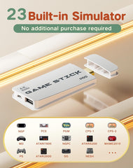 2026 Retro Gaming Console, 20K+ Classic Games, 23 Emulators, 4K HDMI Game Stick with Upgraded Dual 2.4G Wireless Controllers 64GB, Plug-and-Play Video Game Console for TV (White)