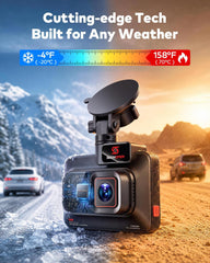 4K+4K Dash Cam Front and Rear, 2 HDR Night Vision, Free 128GB Card|5.8GHz WiFi6 - up to 20MB/s, 3" Full-Laminated Screen, App, GPS, G-sensor, Support 1TB Max, Power-Saving Parking Mode(Blue)