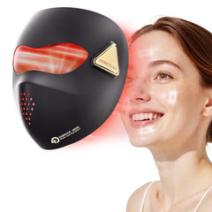 4D LED Face Mask Light Therapy, 4 Modes & 4000mAh Rechargeable Remote, Red Light Therapy for Face - 850nm Infrared & Red Light Mask, iQLED 5x Energy for Wrinkle & Acne Reduction, Timing Home & Travel