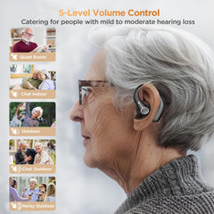 Hearing Aids, Hearing Aids for Seniors with Bluetooth, Rechargeable Hearing Aid with APP for People with Hearing Loss, 5 Levels of Volume Automatic Noise Cancellation, Clear Sound and Easy to Use