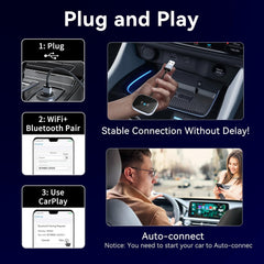 Wireless Android Auto Adapter, Wireless carplay Adapter, Latest NFC Touchscreen Connectivity, Wireless Plug-and-Play for Android Devices (Android 11 and Above)
