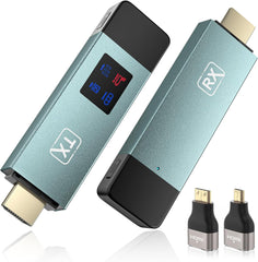 Wireless HDMI Transmitter and Receiver, 98 FT/30M Stabile Verbindung, 2,4G/5G tragbarer HDMI Wireless mit LED-Bildschirm, Plug & Play für Streaming Video Audio File von, Laptop, PC zu HDTV, Projektor.