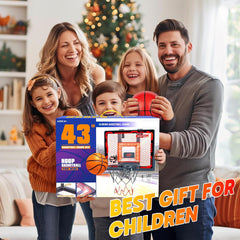 Indoor Basketball Hoop Pro, Mini Basketball Hoop Over The Door with LED Light/Scoreboard/4 Balls- Upgraded Anti-Impact Backboard, Basketball Toys Gifts for 6 7 8 9 10 11 12 Year Old Boys