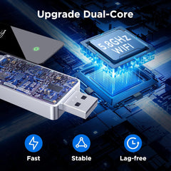 Wireless CarPlay Adapter 2024 Upgrade, Plug and Play, No Latency, Converts Factory Wired to Wireless, Compatible with iPhone 6+ and 2015+ Cars, Bluetooth 2.4GHz and Wi-Fi 2.4+5.8GHz (CarPlay)