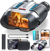 Night Vision Goggles - Smart APP Control 4K UHD Night Vision Binoculars, 10000mAh Battery, 128GB Card Included, 3'' Screen & 8X Zoom Binoculars, 2000FT Range for Camping, Hunting, Security-Sliver