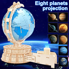 3D Wooden Puzzles for Adults Illuminated Globe with Stand 188pcs 3D Puzzles Model Kit Built-in LED Music Box Stem Toys Gifts for Adults/Teens