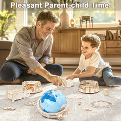3D Wooden Puzzles for Adults Illuminated Globe with Stand 188pcs 3D Puzzles Model Kit Built-in LED Music Box Stem Toys Gifts for Adults/Teens