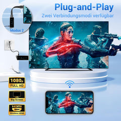 Miracast Wireless Hdmi Dongle Adapte, Tragbares Hdmi Adapter Dongle mit für Streaming von Video/Audio/Dateien Übertragung von Android-Smartphone auf HDTV