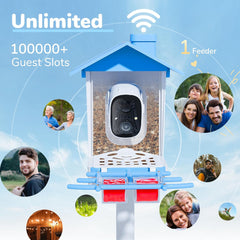 Bird Feeder with Camera, 2K HD Video Capture, 5000mAh Battery with Solar Panel, Instant Arrival Alerts, Live View, AI Species Identification, Perfect for Bird Lovers