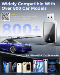 Wireless CarPlay Adapter 2025 Upgrade, Mini USB Design Converts Wired Car Play to Wireless, Plug and Play, Ultra-Low Latency Fast Stable Connection Compatible with iPhone 6+(Silver)