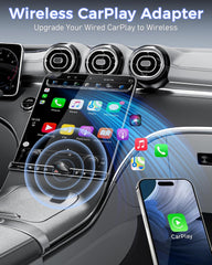 Wireless CarPlay Adapter 2025 Upgrade, Mini USB Design Converts Wired Car Play to Wireless, Plug and Play, Ultra-Low Latency Fast Stable Connection Compatible with iPhone 6+(Black)