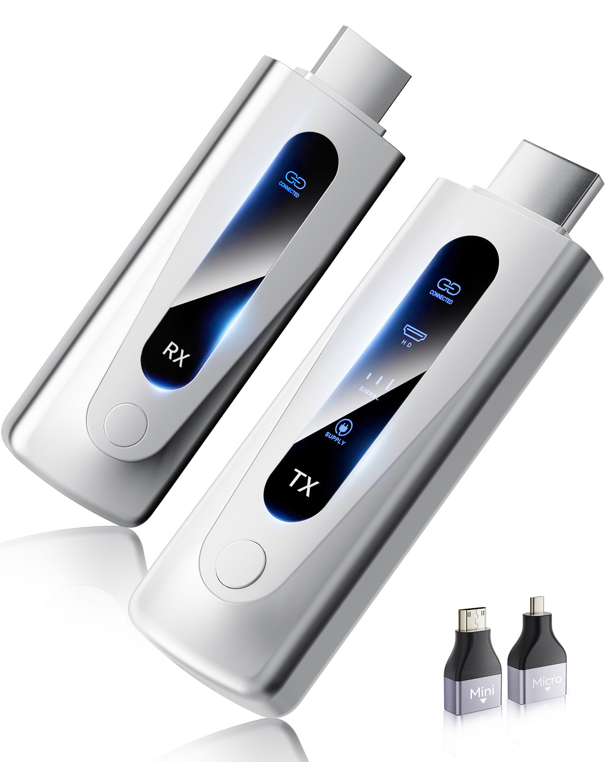 Wireless HDMI Transmitter and Receiver 400FT/120M, 4K Decode 1080P@60Hz Ultra HD Video Output, LED Display, Plug&Play 5G+2.4G for Audio to Monitor from PC/Projector/TV Box (Silver)