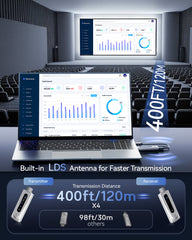 Wireless HDMI Transmitter and Receiver 400FT/120M, 4K Decode 1080P@60Hz Ultra HD Video Output, LED Display, Plug&Play 5G+2.4G for Audio to Monitor from PC/Projector/TV Box (Silver)