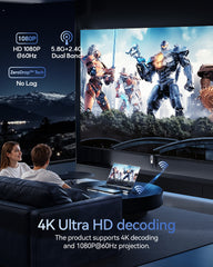 Wireless HDMI Transmitter and Receiver 400FT/120M, 4K Decode 1080P@60Hz Ultra HD Video Output, LED Display, Plug&Play 5G+2.4G for Audio to Monitor from PC/Projector/TV Box (Silver)