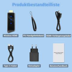 Miracast Wireless Hdmi Dongle Adapte, Tragbares Hdmi Adapter Dongle mit für Streaming von Video/Audio/Dateien Übertragung von Android-Smartphone auf HDTV