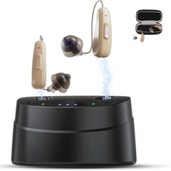 Hearing Aids, Hearing Aids for Seniors, Rechargeable Hearing Aid with Noise Cancellation, 5-Level Button Volume Control, OTC Hearing Amplifier for Moderate Hearing Loss, Clear Sound
