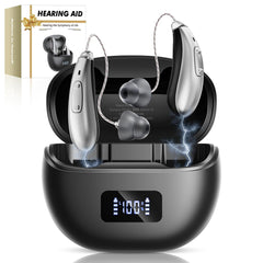 Hearing Aids, Hearing Aids for Seniors, Hearing Aids Rechargeable with Automatic Noise Cancelling and 5 Levels of Volume Adjustment, Hearing Amplifiers with Clear Sound Quality for Hearing Loss(Black)