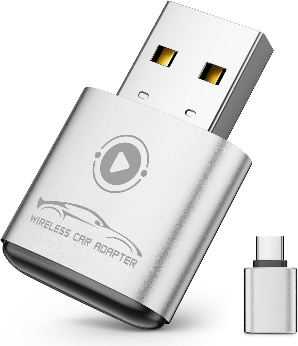 Wireless CarPlay Adapter for Apple iPhone（2026 Upgraded） Mini Design, Converts Factory Wired to Wireless Adapter for CarPlay, Plug and Play, Auto Connect Fast and Stable(Silver)