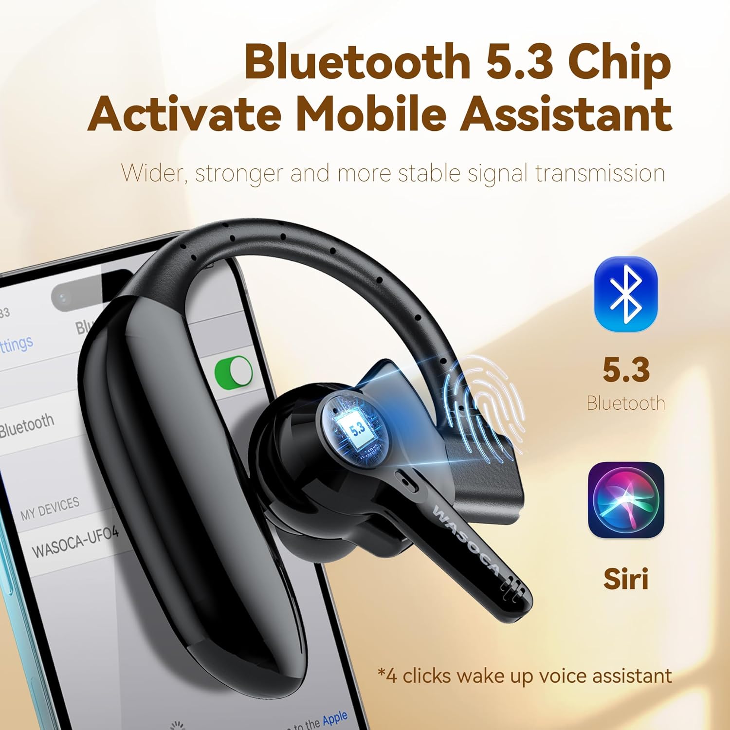 Hearing Aids, Bluetooth Hearing Aids for Seniors with Noise Cancelling and Volume Control, Fashionable and Trendy Rechargeable Hearing Aids for Hearing Loss (Single)