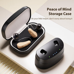 Hearing Aids, Hearing Aids for Seniors, Rechargeable Hearing Aid with Noise Cancellation, 5-Level Button Volume Control, OTC Hearing Amplifier for Moderate Hearing Loss, Clear Sound