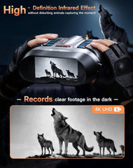 Night Vision Goggles - Smart APP Control 4K UHD Night Vision Binoculars, 10000mAh Battery, 128GB Card Included, 3'' Screen & 8X Zoom Binoculars, 2000FT Range for Camping, Hunting, Security-Sliver