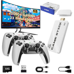 BADGOAL 2025 Upgrades Retro Game Console Stick, Nostalgia Gaming Stick, Over 20,000 Games and 23 Emulators, Upgraded Dual 2.4G Wireless Controllers, Plug & Play TV Video Gaming Stick with 64GB Memory