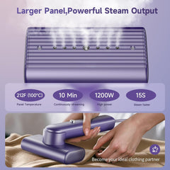 Travel Portable Steamer for clothes - Handheld Steamer for Fabric Clothing Wrinkles, 15s Fast Heat-up Rotary Garment Steamer, 1200W Light Mini Steam Iron for Home, Office and Travel (Purple)
