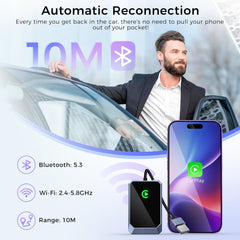 Wireless CarPlay Adapter, Convert Factory Wired to Wireless, Easy Plug and Play Setup, Zero Delay, Supports Voice Assistant, Compatible with Cars with OEM Wired CarPlay & iOS 10+
