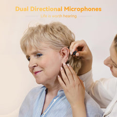 Supermini Hearing Aids for Seniors with Digital Chips, 80H Wireless Charging Case OTC Rechargeable Hearing Amplifiers Invisible with 16-Channel Sound Processing 3 Levels Volume (Black)