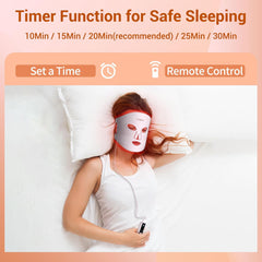 LED Face Mask Light Therapy, 4 Modes Portable Red Light Therapy for Face with 2000mAh Rechargeable Remote, Blue, Orange, 850NM Infrared & Red Light Mask, 400 LEDs for Anti-Aging, at Home