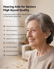 Hearing Aids, Hearing Aids for Seniors, Hearing Aids Rechargeable with Automatic Noise Cancelling and 5 Levels of Volume Adjustment, Hearing Amplifiers with Clear Sound Quality for Hearing Loss(Black)