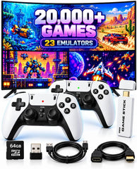 2026 Upgrade 3D Retro Gaming Console Stick Pro, New Video Game Consoles 4K HDMI Out Put, Built-in 23 Emulators, 20000+ Retro Games, Plug & Play TV Game Stick with Dual 2.4G Wireless Controllers