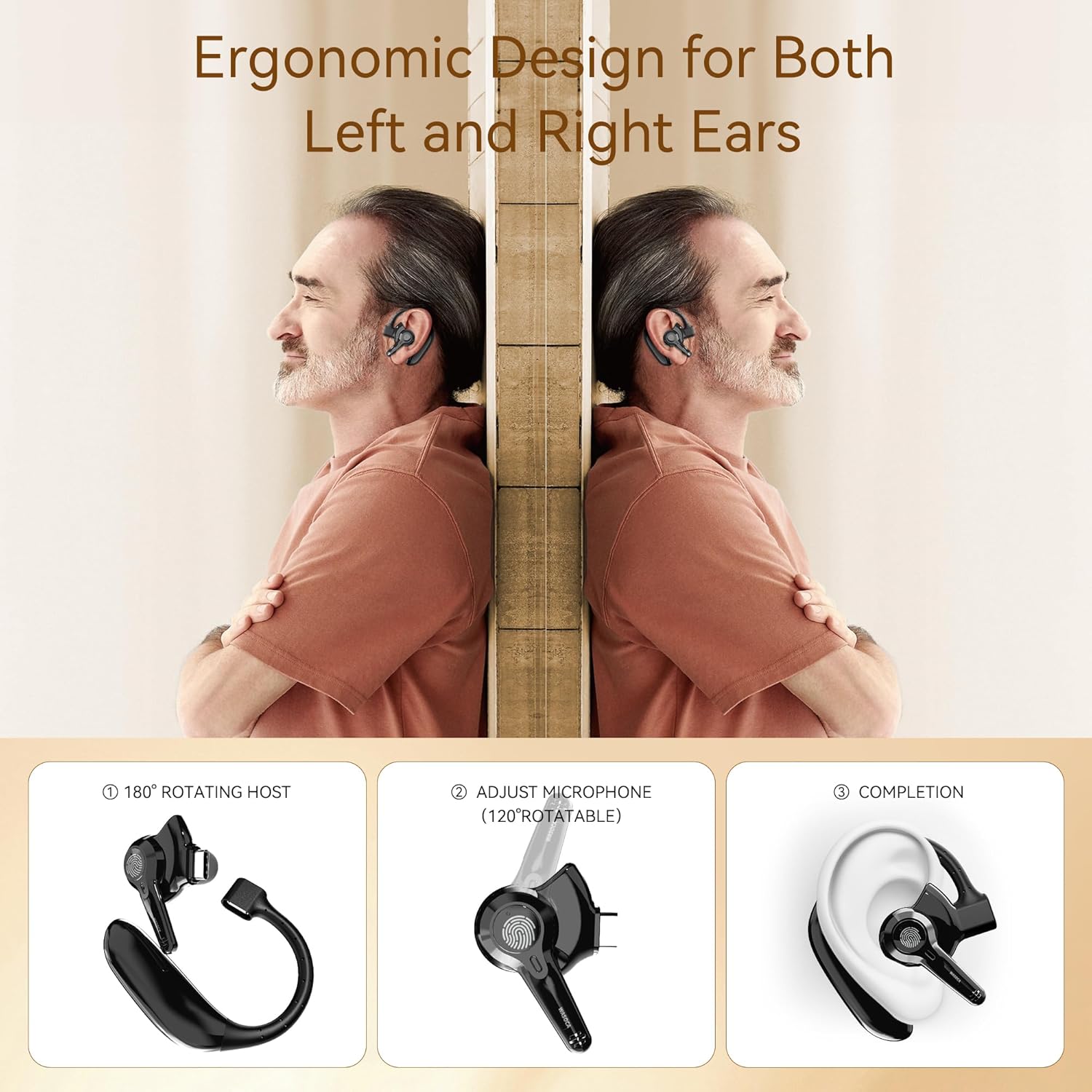 Hearing Aids, Bluetooth Hearing Aids for Seniors with Noise Cancelling and Volume Control, Fashionable and Trendy Rechargeable Hearing Aids for Hearing Loss (Single)