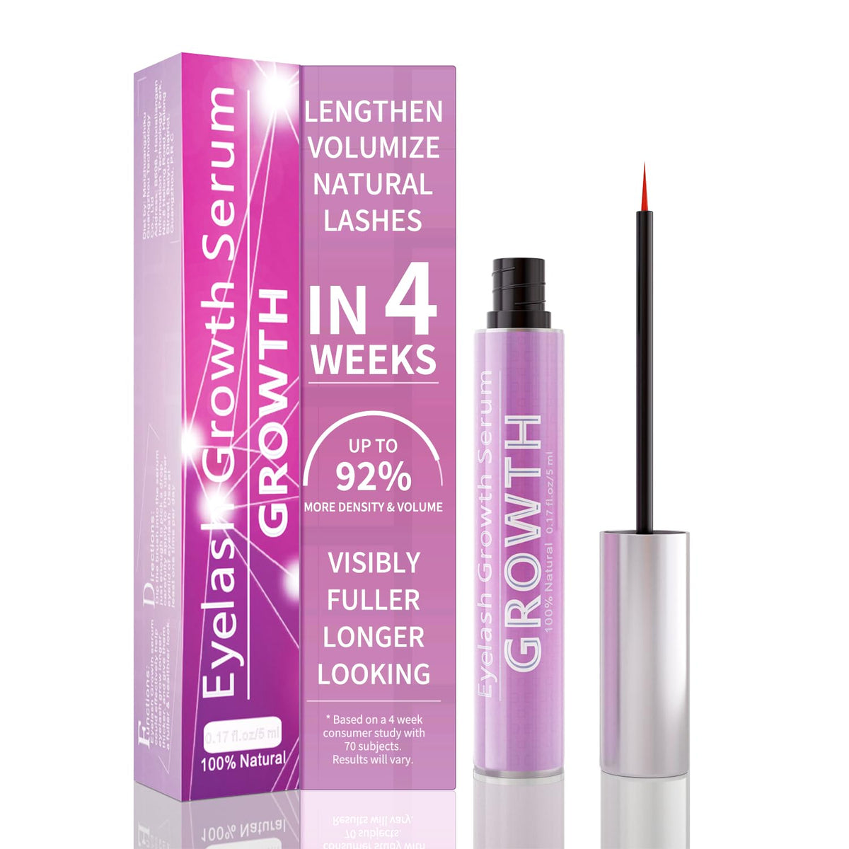 Eyelash Growth Serum with Natural Formula Advanced Lash Enhancing Serum for Longer,Thicker,Fuller Looking Lashes Gentle & Vegan for Eyelash Growth 0.17 Fl Oz (5mL)