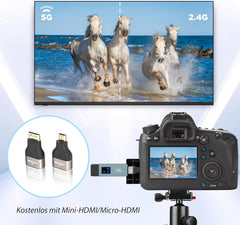 Wireless HDMI Transmitter and Receiver, 98 FT/30M Stabile Verbindung, 2,4G/5G tragbarer HDMI Wireless mit LED-Bildschirm, Plug & Play für Streaming Video Audio File von, Laptop, PC zu HDTV, Projektor.